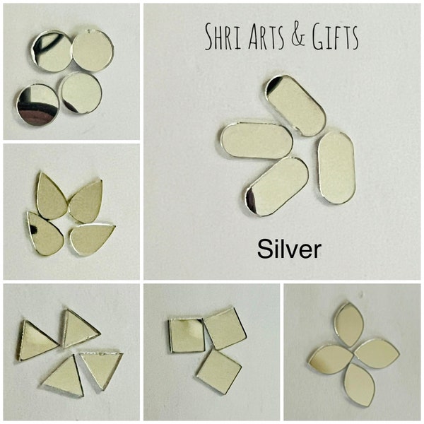 Best selling  600 pcs Multishape silver craft acrylic mirrors,  shisha mirror, embroidery, lippan kaam clay art FAST shipping from USA