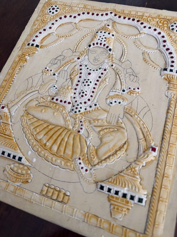 10x12” Dhanalakshmi Devi Tanjore Painiting Muck Boards - Etsy