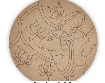 Pichwai Cow Premarked MDF base for DIY art projects - mdf art, acrylic painting shipped from USA