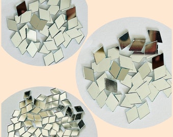 Rhombus craft glass silver mirror tiles best qualitybulk multisize 5 mm, 9 mm,11 mm mirror, embroidery, lippanclay art FAST shipping from US