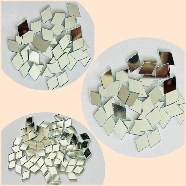Rhombus craft glass silver mirror tiles best qualitybulk multisize 5 mm, 9 mm,11 mm mirror, embroidery, lippanclay art FAST shipping from US