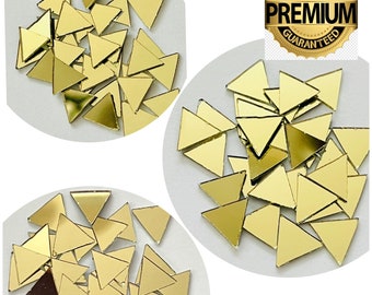 Triangle Gold glass mirror mosaic tiles, shisha mirror for art & crafts, embroidery, lippan kaam clay art FAST shipping from USA