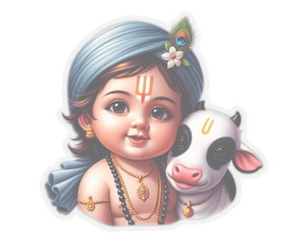 cute Baby Krishna Stickers laptop decor, gift stickers