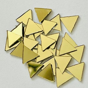 Triangle Gold glass mirror tiles 10 mm, tiny craft mirrors, embroidery, lippan, scrapbook art decor mirrors FAST shipping from USA