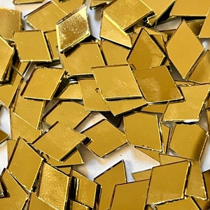 200 pieces Rhombus Mosaic Gold glass mirror tiles, shisha mirror for art & crafts, embroidery, lippan kaam clay art FAST shipping from USA
