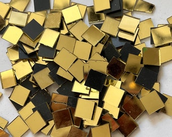 Square Gold glass mirror tiles, shisha mirror for art & crafts, embroidery, lippan kaam clay art mosaic tiles FAST shipping from USA