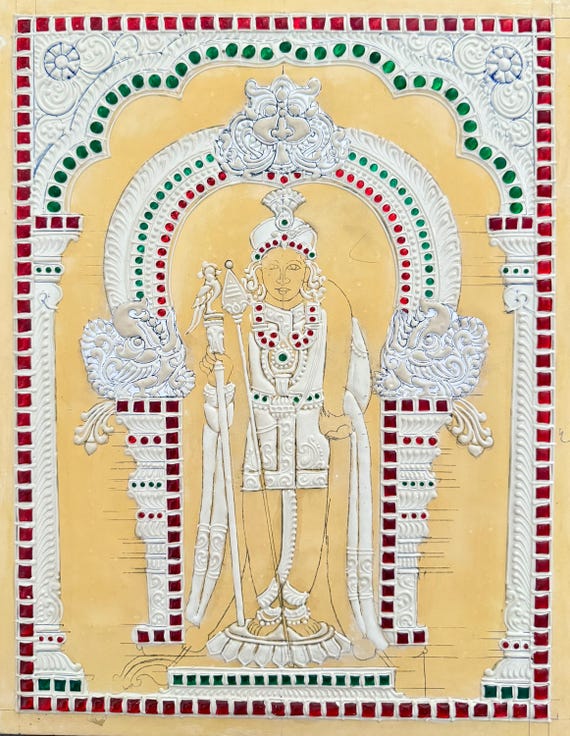 11x14” Lakshmi, Saraswathi Annapoorani Devi 3D Tanjore Painiting
