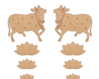 Pichwai cow cutout Premarked MDF base for DIY art projects - mdf art, acrylic painting shipped from USA