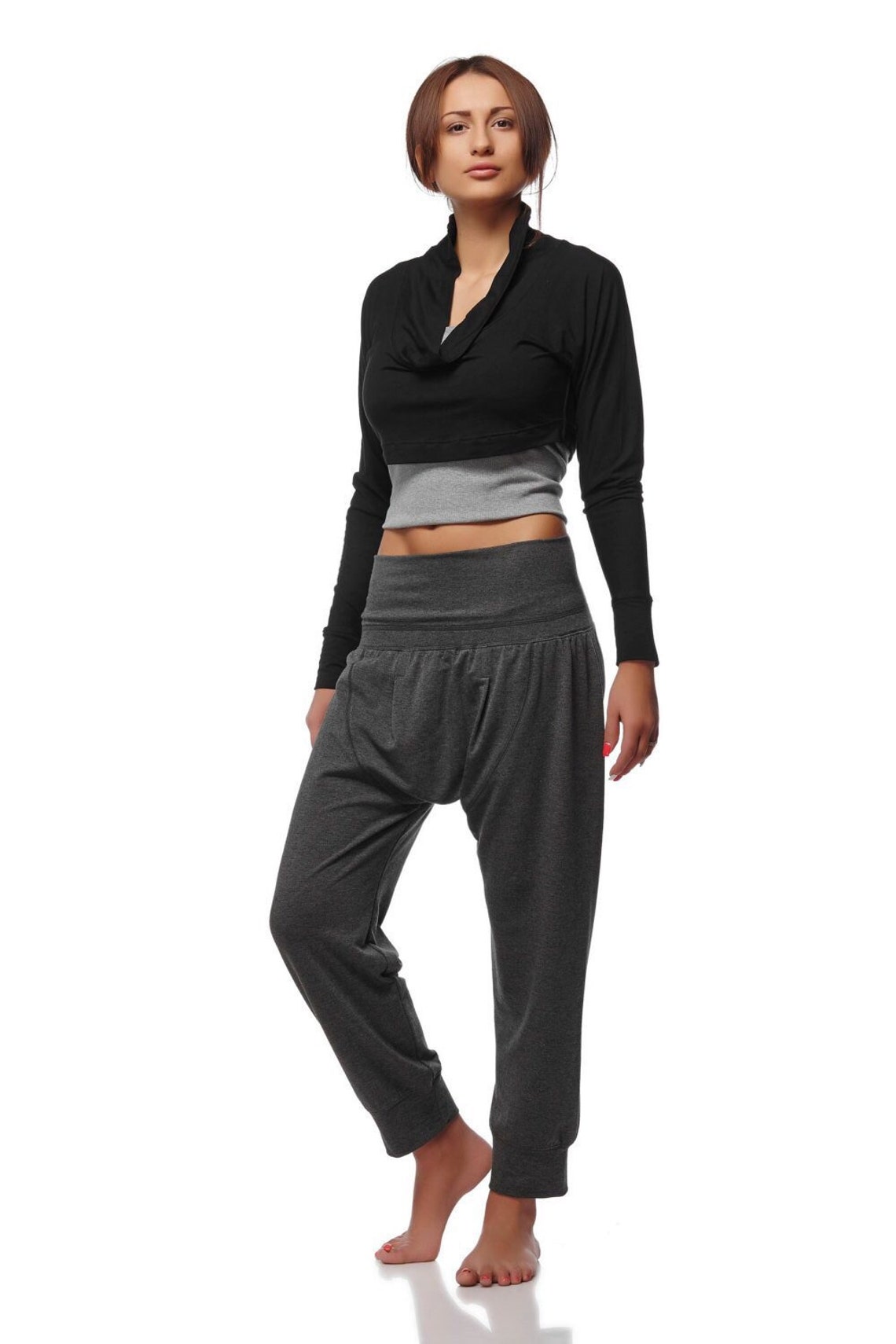 Low Rise Yoga Pants Loose Harem Yoga Pants Loose Gray Etsy