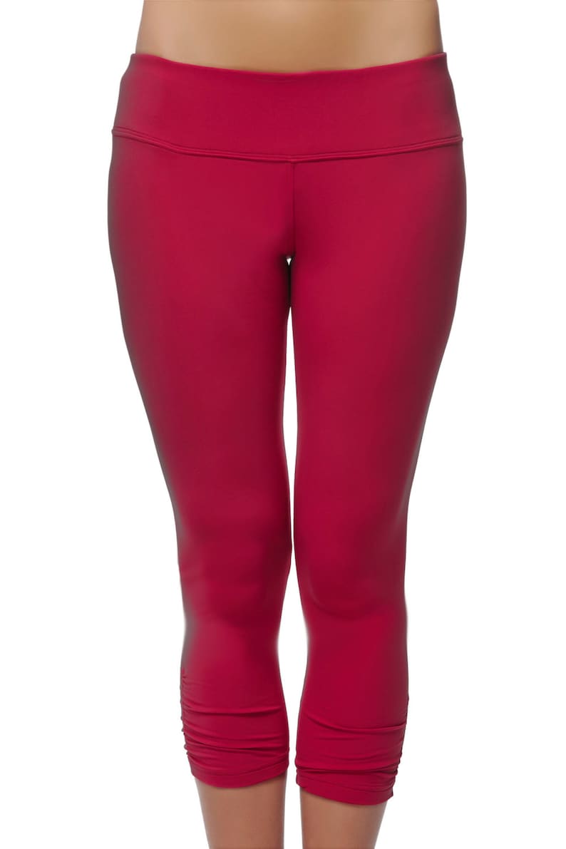 Low Rise Cropped Yoga Leggings Magenta Basic Lycra Leggings - Etsy