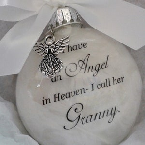 Angel in Heaven I call her NANNY Loss of Grandmother Sympathy Keepsake Gift Remembrance Christmas Bauble Xmas Grandma Memorial Ornament