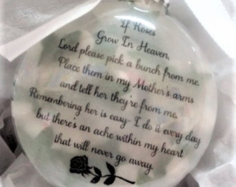 Memorial Gift "If Roses Grow In Heaven" In Memory Loss Mother, Mom, Personalized Christmas Ball - Sympathy In Memory Remembrance Ornament