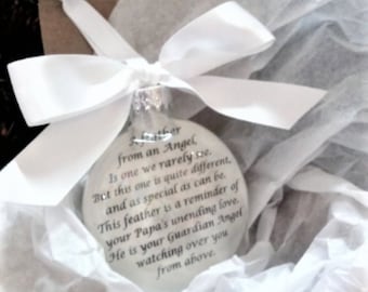 PAPA Memorial Gift Ornament Bereavement w/ Wing Charm - A Feather from a Guardian Angel - In Memory Sympathy Gift Grandpa Grandfather Grampa