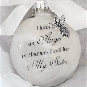 Sister Memorial Sympathy Gift Angel in Heaven I call her My Sister Sibling Loss Bereavement Ornament Remembrance Bauble Personalized