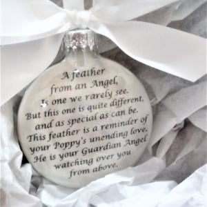 POPPY Memorial Ornament with Angel Wing Charm A Feather From a Guardian Angel In Memory Sympathy Gift Bereavement Gift Papa Grandfather Pa