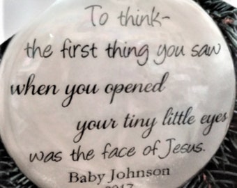 Baby Memorial Ornament - In Memory Christmas Ornament - Miscarriage Sympathy Gift - First Thing You Saw Was the Face of Jesus - Infant Loss