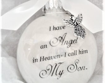 Son Memorial Sympathy Gift Angel in Heaven I call him My Son Child Loss Bereavement Christmas Ornament Remembrance Bauble Grieving Parents