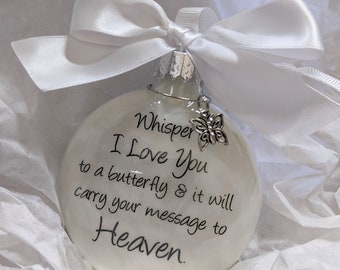 Butterfly Memorial Ornament, "Whisper I Love You" Keepsake