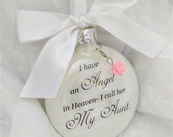 Memorial Ornament Rose Charm In Memory of Auntie Christmas Angel in Heaven I call her My Aunt Loss of Loved One Sympathy Gift Memory Bauble