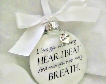 Miscarriage Memorial Ornament Infant Loss Sympathy Gift Miss You with Every Breath Personalized Keepsake In Memory of Child Loss SIDS Baby