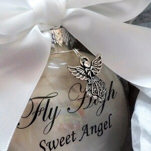 Christmas Ornament Memorial Fly High Sweet Angel w/ Charm In Memory of Loved One Loss of Child Sympathy Gift Keepsake Bereavement Bauble