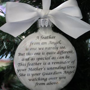 In Memory of Mother Personalized Memorial Ornament A Feather from an Angel Sympathy Gift Remembrance of Mom Loss Mother Condolence Keepsake