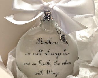 Brothers Memorial Christmas Ornament: Sympathy Gift with Angel Wing in Memory Keepsake