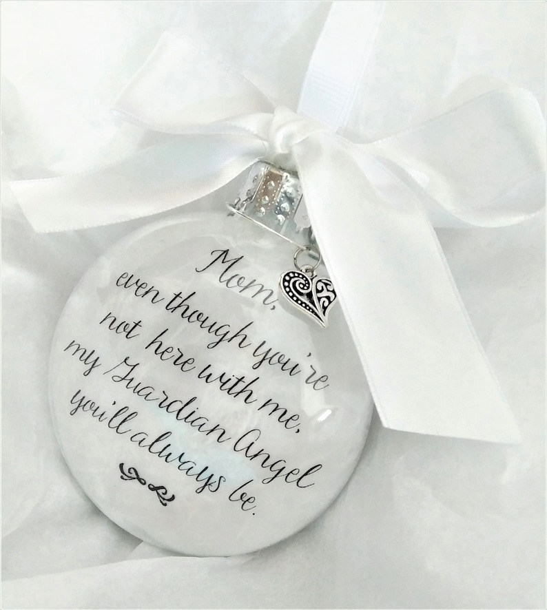 In Memory of Mom Memorial Keepsake Sympathy Gift Loss of Mother Christmas Ornament Remembering Mommy in Heaven Bereavement Guardian Angel image 1