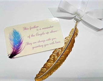 Guardian Angel Goldtone Feather Christmas Ornament: Memorial Keepsake