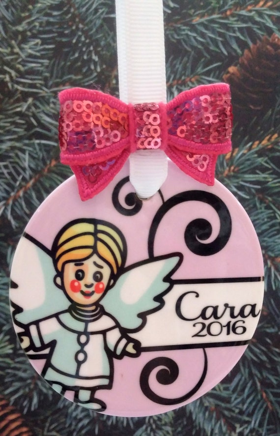 Items similar to Christmas Ornament Personalized Angel Tree Ornament w/ Name & Year 2017 Holiday