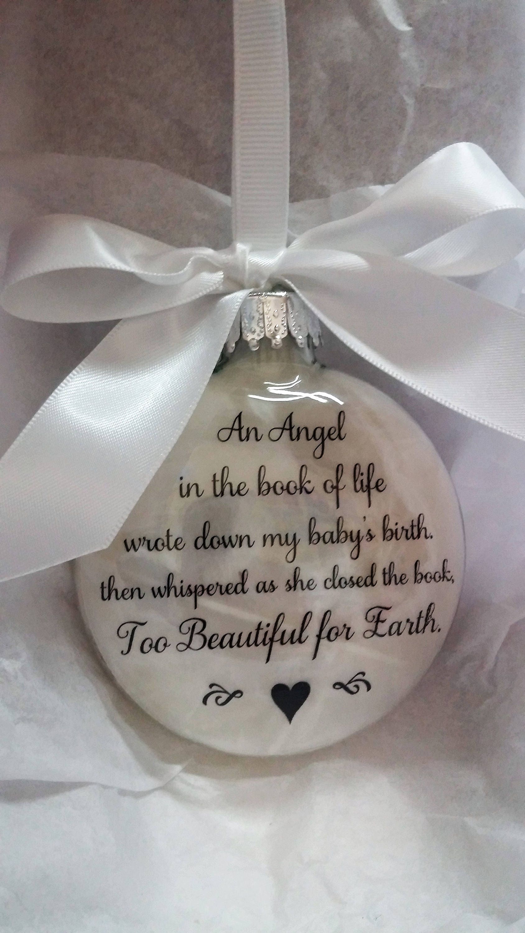 Baby Memorial Christmas Ornament Too Beautiful for Earth Etsy