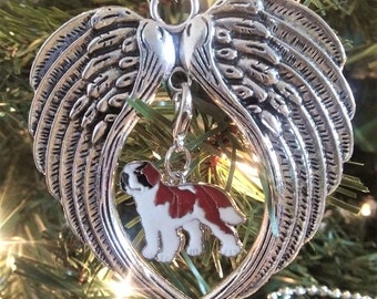 Memorial Ornament St. Bernard Loss of Dog Sympathy Gift Bereaved Pet Owner Christmas Tree Rearview Mirror Hanger In Memory Furbaby Keepsake