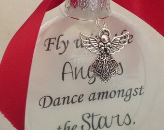Memorial Christmas Ornament Sympathy Gift Keepsake Loss of Loved One Remembrance Display In Memory Child Daughter Niece Aunt Fly with Angel