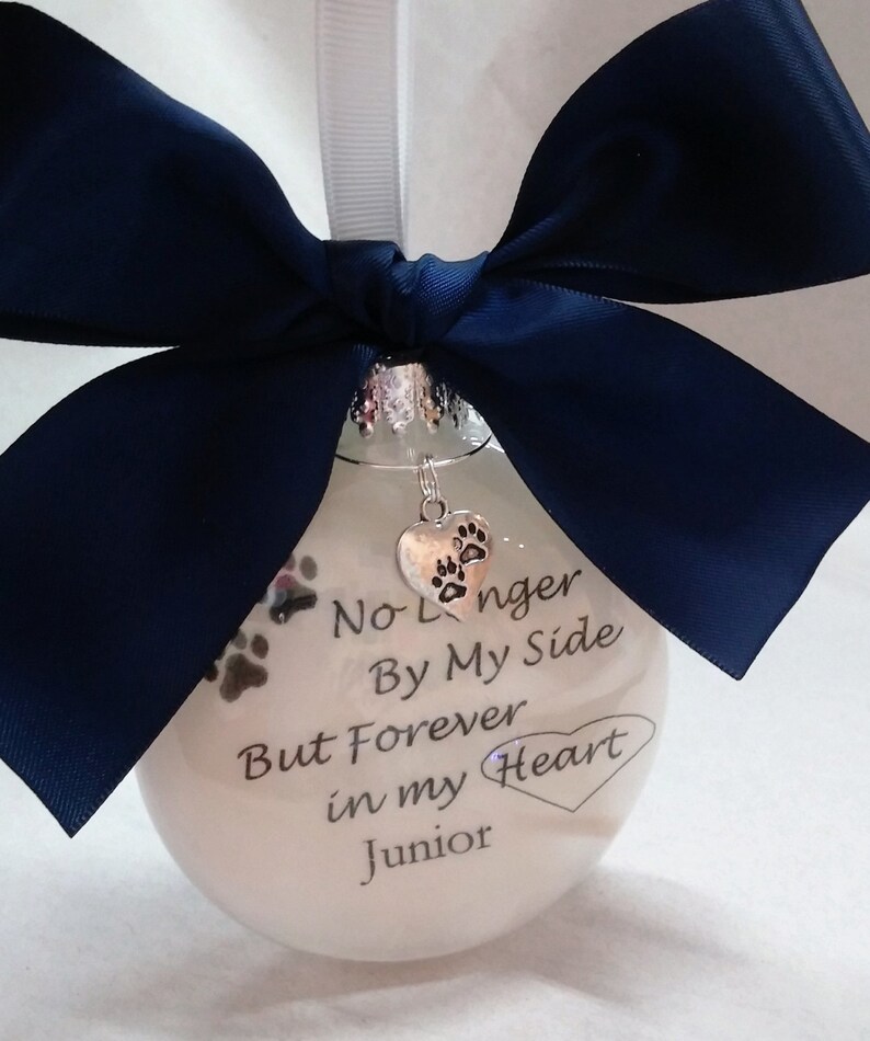 Pet Memorial Christmas Ornament No Longer By My Side Forever in My Heart In Memory Gift Personalized Dog Keepsake Loss of Cat