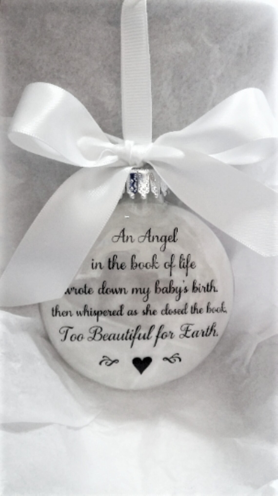 Baby Memorial Christmas Ornament Too Beautiful for Earth Etsy