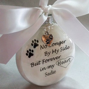 Pet Memorial Christmas Ornament - In Memory Gift - No Longer By My Side Forever in My Heart - Loss of Cat - Personalized Dog Keepsake