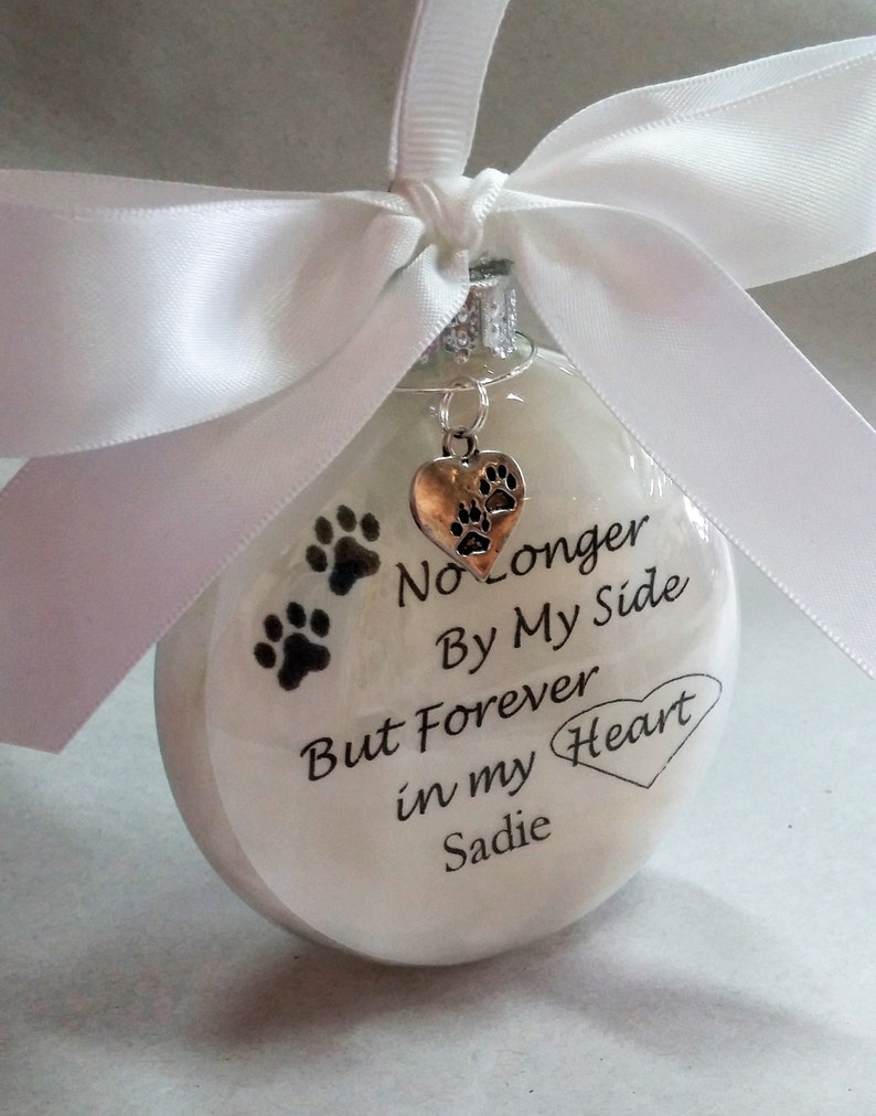 Pet Memorial Christmas Ornament No Longer By My Side Forever in My Heart In Memory Gift Personalized Dog Keepsake Loss of Cat