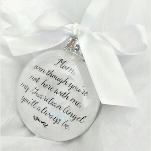 In Memory of Mom Memorial Keepsake Sympathy Gift Loss of Mother Christmas Ornament Remembering Mommy in Heaven Bereavement Guardian Angel image 3