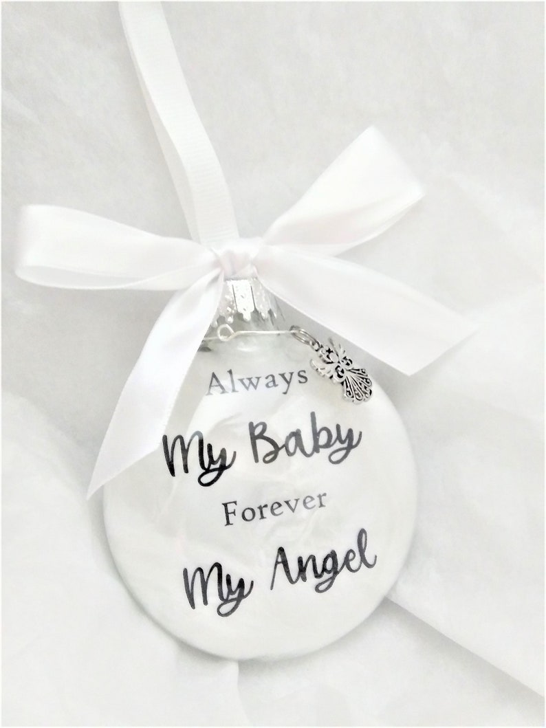 Miscarriage Memorial Christmas Ornament Always My Baby In Memory of Sympathy Gift Pregnancy Loss Infant Death Bereavement Grieving Parents L. Small Angel