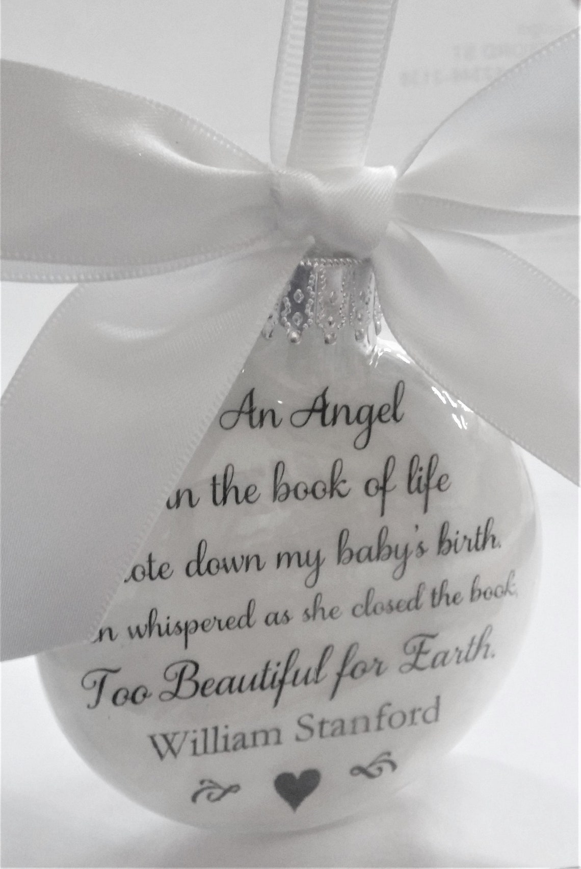 Baby Memorial Christmas Ornament Too Beautiful for Earth Etsy