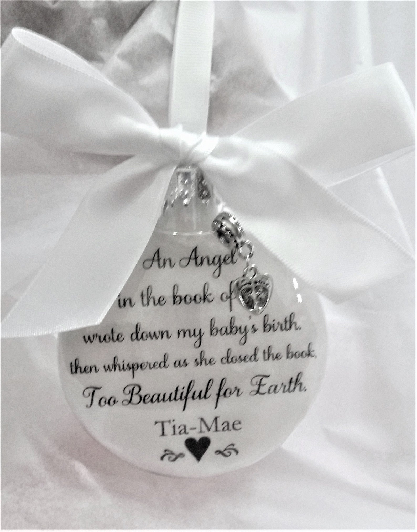 Baby Memorial Christmas Ornament Too Beautiful for Earth Etsy