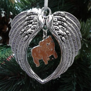 Brown English Bulldog Memorial Ornament Loss of Dog Sympathy Gift Bereaved Pet Owner Christmas Tree Bauble Rearview Mirror Hanger In Memory