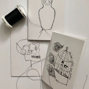 Packung mit 3. Tinte illustriert leere Grußkarten