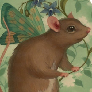 Rat with Flowers - 5x7 Giclee Print