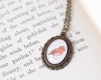 Tiny Robin Pendant - Miniature Painting Necklace