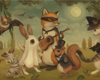 Animal Costume Party Halloween Giclee Print - 14x8