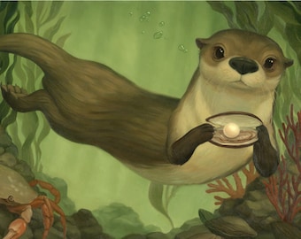 Sea Otter - 10x14 Art Print