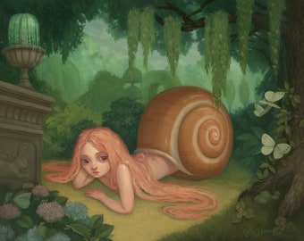 Surrealism Snail Girl - 8x10 Print