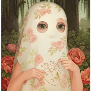 8x10" Floral Ghost Art Print - "How to Become a Ghost"