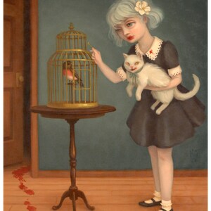 Vampire Girl with Cat - 8x10 Art Print